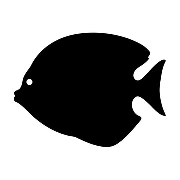 recommend clip art: discus fish black silhouette of a moorish idol fish aquatic animal ocean life- simple black silhouette of a discus fish tropical sea life animal icon,