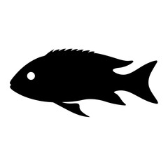 firemouth cichlid fish black silhouette of a moorish idol fish aquatic animal ocean life- simple black silhouette of a firemouth cichlid fish tropical sea life animal icon,