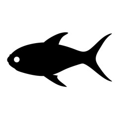 glass catfish black silhouette of a moorish idol fish aquatic animal ocean life- simple black silhouette of a glass catfish tropical sea life animal icon,