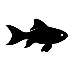 goldfish black silhouette of a moorish idol fish aquatic animal ocean life- simple black silhouette of a goldfish tropical sea life animal icon,