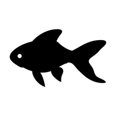 goldfish black silhouette of a moorish idol fish aquatic animal ocean life- simple black silhouette of a goldfish tropical sea life animal icon,