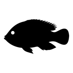 green terror fish black silhouette of a moorish idol fish aquatic animal ocean life- simple black silhouette of a green terror fish tropical sea life animal icon,