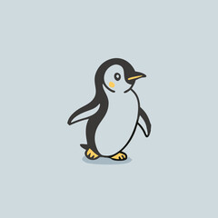 Cute Cartoon Penguin Collection – Vector Set with Ice Cream, Heart Balloon, Speech Bubble, Sign, and Arctic Scene.