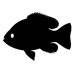 kribensis fish black silhouette of a moorish idol fish aquatic animal ocean life- simple black silhouette of a kribensis fish tropical sea life animal icon,