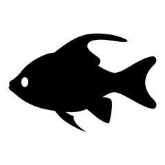 kribensis fish black silhouette of a moorish idol fish aquatic animal ocean life- simple black silhouette of a kribensis fish tropical sea life animal icon,