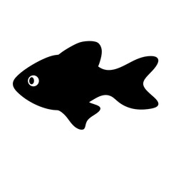 Obraz premium molly fish black silhouette of a moorish idol fish aquatic animal ocean life- simple black silhouette of a molly fish tropical sea life animal icon,