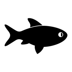 neon tetra fish black silhouette of a moorish idol fish aquatic animal ocean life- simple black silhouette of a neon tetra fish tropical sea life animal icon,