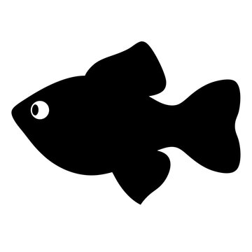 recommend clip art: molly fish black silhouette of a moorish idol fish aquatic animal ocean life- simple black silhouette of a molly fish tropical sea life animal icon,
