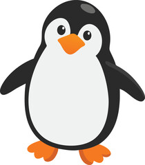 Cute Cartoon Penguin Collection – Vector Set with Ice Cream, Heart Balloon, Speech Bubble, Sign, and Arctic Scene.