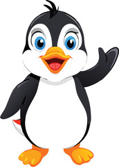 Cute Cartoon Penguin Collection – Vector Set with Ice Cream, Heart Balloon, Speech Bubble, Sign, and Arctic Scene.