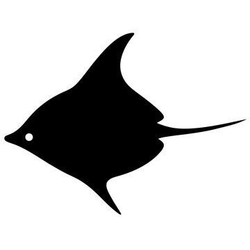 recommend clip art: platy fish black silhouette of a moorish idol fish aquatic animal ocean life- simple black silhouette of a platy fish tropical sea life animal icon,
