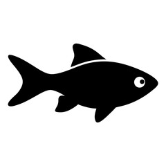 rummy nose tetra fish black silhouette of a moorish idol fish aquatic animal ocean life- simple black silhouette of a rummy nose tetra fish tropical sea life animal icon,
