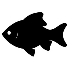 tiger barb fish  black silhouette of a moorish idol fish aquatic animal ocean life- simple black silhouette of a tiger barb fish  tropical sea life animal icon,