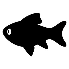 zebra danio fish black silhouette of a moorish idol fish aquatic animal ocean life- simple black silhouette of a zebra danio fish tropical sea life animal icon,