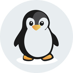 Cute Cartoon Penguin Collection – Vector Set with Ice Cream, Heart Balloon, Speech Bubble, Sign, and Arctic Scene.