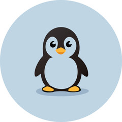 Cute Cartoon Penguin Collection – Vector Set with Ice Cream, Heart Balloon, Speech Bubble, Sign, and Arctic Scene.