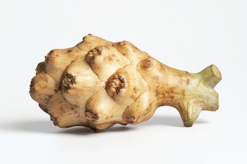 A close up of a jerusalem artichoke isolated on white background