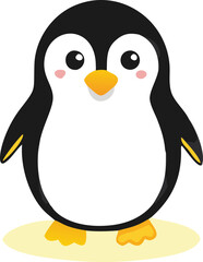 Cute Cartoon Penguin Collection – Vector Set with Ice Cream, Heart Balloon, Speech Bubble, Sign, and Arctic Scene.