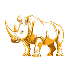 Fototapeta premium Golden Rhinoceros Silhouette Displaying Strength and Majesty with a Transparent Background Representing Wildlife Conservation and Natural Heritage