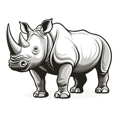 Fototapeta premium Stylized Illustration of a Rhinoceros with a Powerful Presence on a Transparent Background