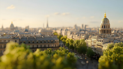 Fototapeta premium Detailed Parisian Cityscape View On A Sunny Day
