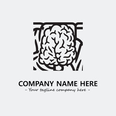 Brain illustration black and white for logo company vector image
