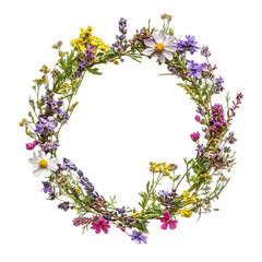 Floral crown made of wild spring flowers, Transparent Image