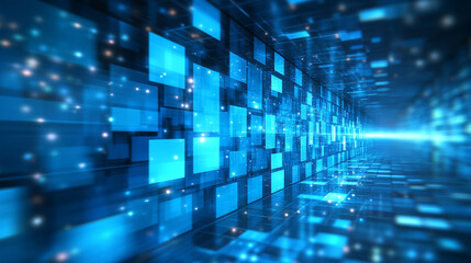 Abstract digital cubes symbolizing the future of the Metaverse, representing advanced technology, artificial intelligence, and interconnected networks in a virtual world of innovation and progress.

