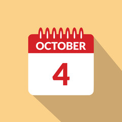 October 4 Calendar icon vector illustration.
