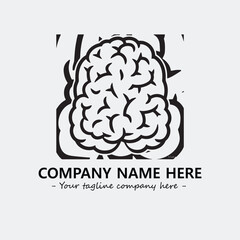 Brain illustration black and white for logo company vector image
