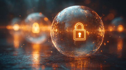 A glowing globe with a digital padlock representing global cybersecurity and digital protection, set against a dark background. Symbolizing the fusion of technology, security, and the digital world.


