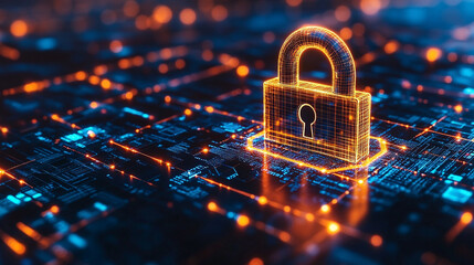 A glowing globe with a digital padlock representing global cybersecurity and digital protection, set against a dark background. Symbolizing the fusion of technology, security, and the digital world.


