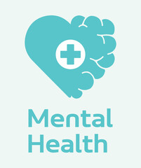 Fototapeta premium Mental health icon, healthy life, health, world day. Design heart, brain, mind, emotions, treatment. Set, concept, medicine, therapy, psychology, clinic. Vector, icon, collection