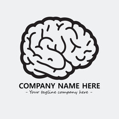 Brain illustration black and white for logo company vector image
