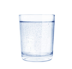 Glass of soda water isolated on white
