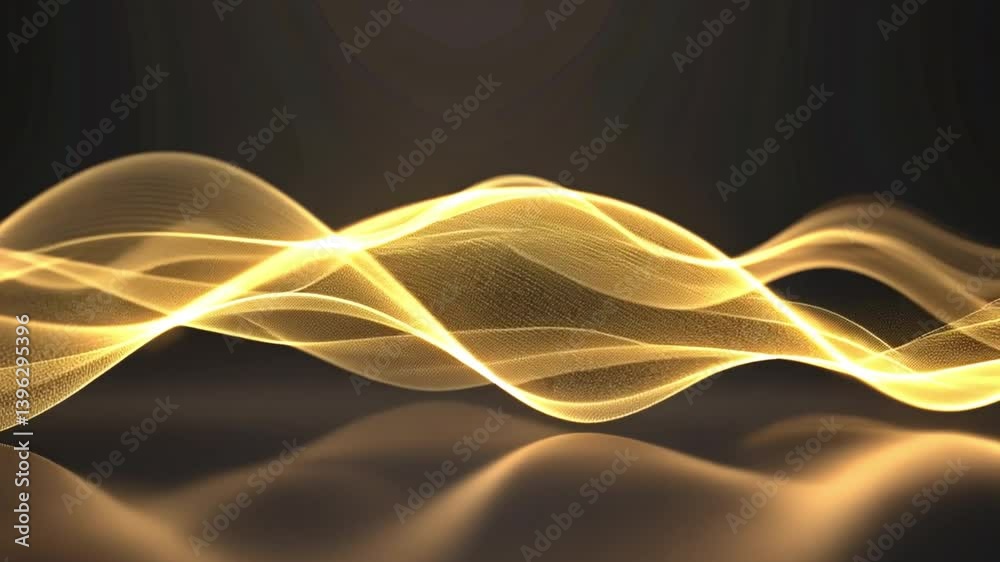 Poster golden wave pattern smooth curves and flowing lines create elegant abstract design with light effect