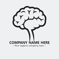 Brain illustration black and white for logo company vector image
