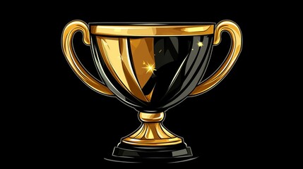 Elegant Gold Black Trophy Award Winning Success Champion Victory Golden Cup Prize Achievement Success Celebration Event Graphic Design Element Illustration Premium Quality top art best game icon first