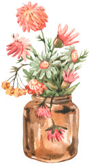 Obraz premium bouquet of flowers watercolor transparent PNG illustration