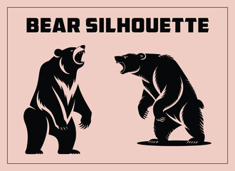 Obraz premium Bear Silhouette Isolated on White Background