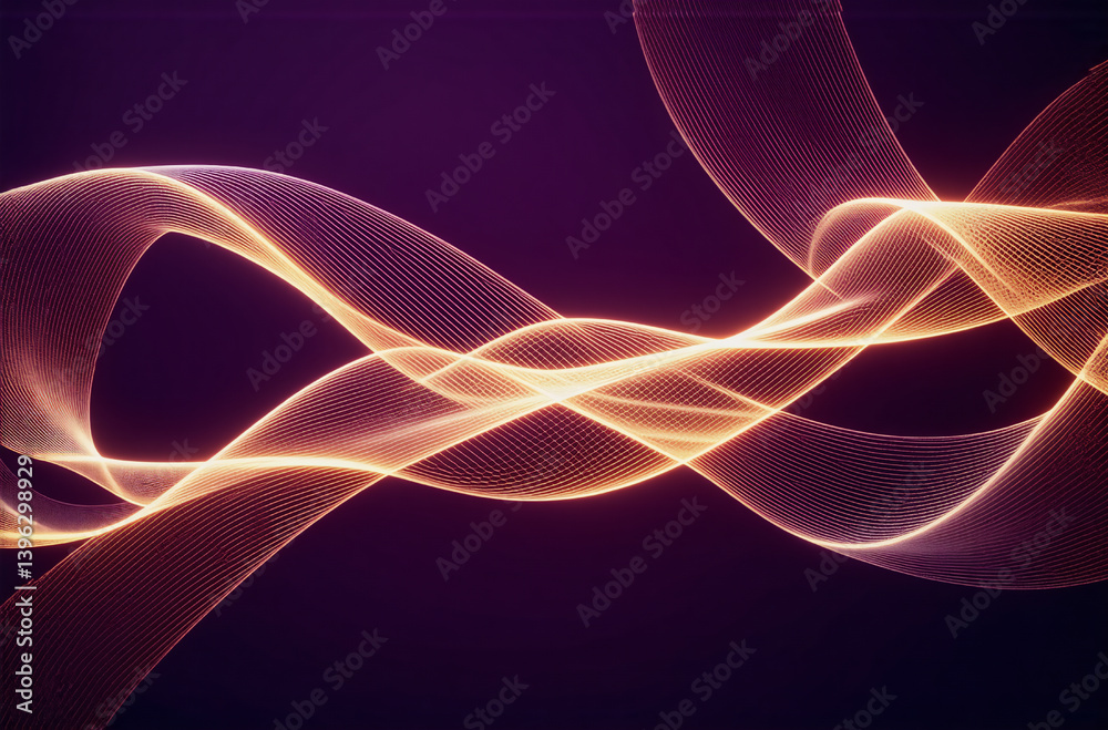 Poster abstract flowing orange lines gracefully curve against a deep purple backdrop, creating a visually d