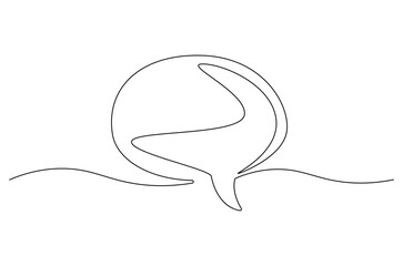 Continuous one line drawing of speech bubble. Single line drawing illustration of bubble frame for text. Balloon dialog speak concept vector art. Doodle line illustration.