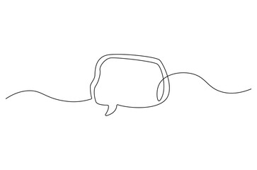 Continuous one line drawing of speech bubble. Single line drawing illustration of bubble frame for text. Balloon dialog speak concept vector art. Doodle line illustration.