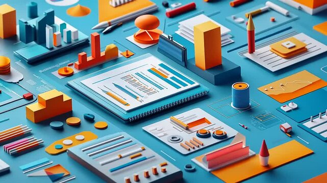Isometric Business Data Visualization: Colorful 3D Charts and Reports