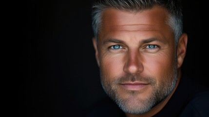 Obraz premium Close-up portrait of a man with graying hair and a beard