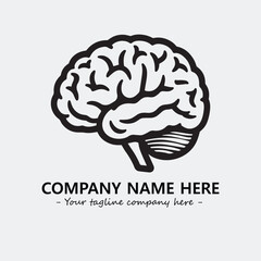 Brain illustration black and white for logo company vector image
