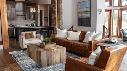 An inviting living room with modern furniture and warm lighting
