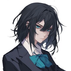 Anime Girl Portrait Blue Eyes, Dark Hair of excellence in splendor beyond compare with grace