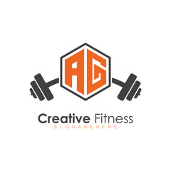 initial monogram for Fitness logo with Polygon style design