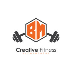 initial monogram for Fitness logo with Polygon style design